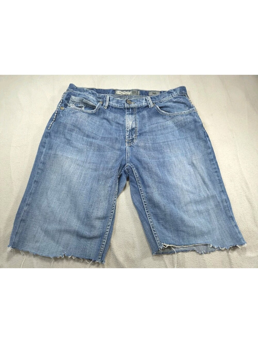BKE Buckle Shorts Mens 36 Tyler Straight Denim Jorts Cutoffs Light Stone Stretch
